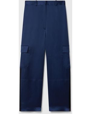 Stella McCartney Oversized Satin Cargo Trousers - Blue