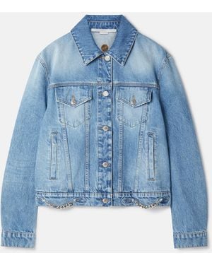 Stella McCartney Falabella Chain Light Wash Denim Jacket - Blue