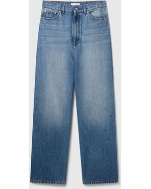 Stella McCartney Faded Wide-Leg High-Rise Denim Jeans - Blue