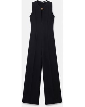 Stella McCartney Chain-Embellished Open-Back Jumpsuit, , Midnight - Blue