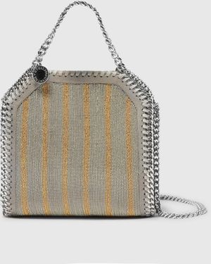 Stella McCartney Limited-edition Falabella Metallic Chain-embroidered Tiny Tote Bag - Grey