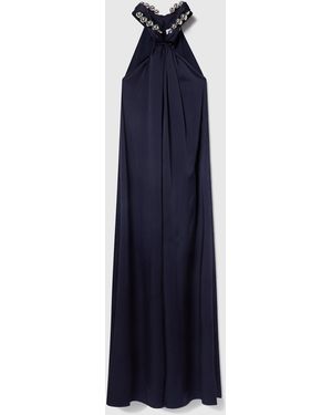 Stella McCartney Ball-chain Halterneck Satin Maxi Dress - Blue