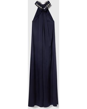 Stella McCartney Ball-chain Halterneck Satin Maxi Dress - Blue