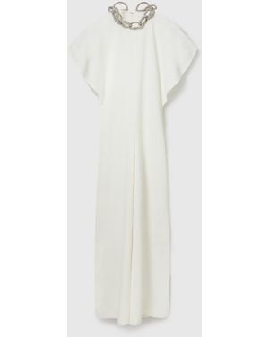 Stella McCartney Lead-free Crystal Chain Cap-sleeve Jumpsuit - White