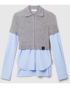 Stella McCartney Hybrid Knit Shirt Cardigan - Blue