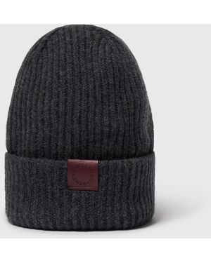 Stella McCartney Ribbed Logo Beanie - Black