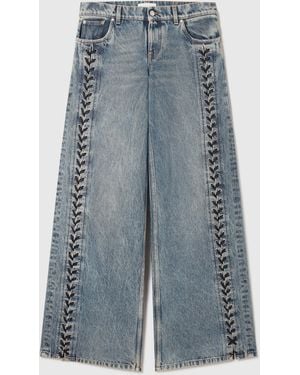 Stella McCartney Wide-Leg Lace-Up Denim Jeans - Blue