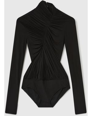 Stella McCartney Crepe Jersey Draped Bodysuit - Black