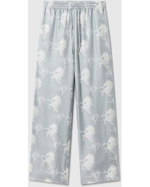 Stella McCartney Horse Print Silk Wide-leg Trousers - Multicolour