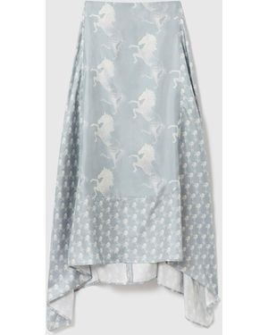 Stella McCartney Horse Print Silk Midi Skirt - Blue