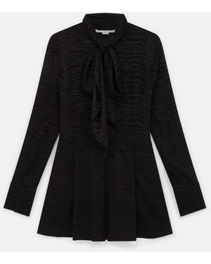 Stella McCartney Tiger Print Tie-Neck Midi Dress - Black