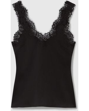 Stella McCartney Lace-trimmed Satin Top - Black
