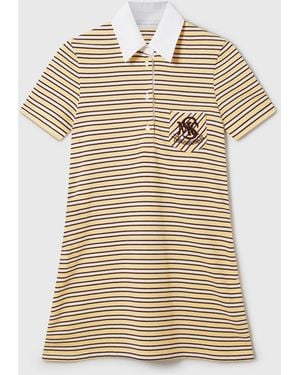 Stella McCartney Stripe Crest-Embroidered Polo Dress - Natural