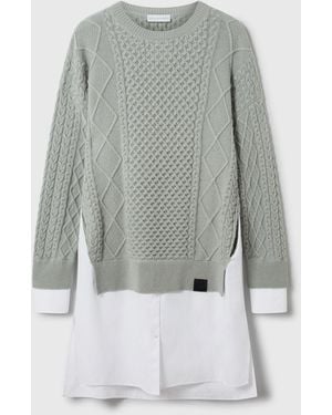 Stella McCartney Hybrid Knit Shirt Jumper Dress - Grey