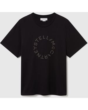 Stella McCartney Logo-embroidered Boyfriend T-shirt - Black