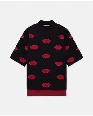 Stella McCartney Lips Graphic Knit High-neck Top - Black