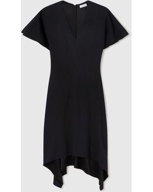 Stella McCartney V-Neck Short-Sleeve Satin Midi Dress - Black