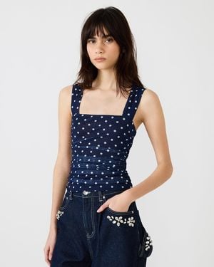 Steve Madden Rorry Polka Dot Knit Top - Blue