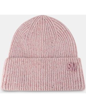 Steve Madden Metallic Thread Rib Beanie - Pink