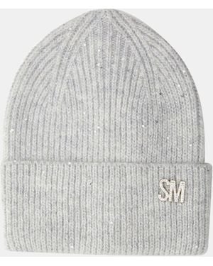 Steve Madden Metallic Thread Rib Beanie - Grey