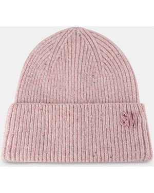 Steve Madden Metallic Thread Rib Beanie - Pink