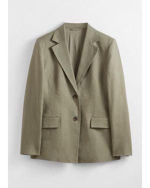 & Other Stories Fitted Linen Blazer - Green