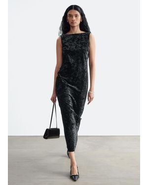 & Other Stories Bias-Cut Velvet Dress - Blue