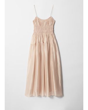 & Other Stories Ruched Midi Dress - Natural