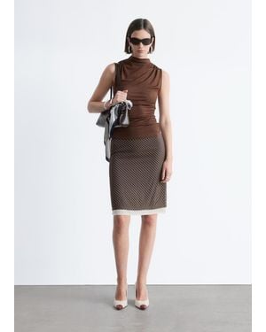 & Other Stories Ruched Mock-Neck Top - Brown