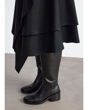 & Other Stories Knee-High Leather Boots - Black