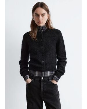 & Other Stories Mohair-Blend Brushed Cardigan - Black