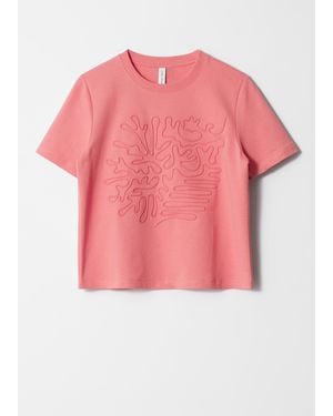 & Other Stories Floral-Appliqué T-Shirt - Pink
