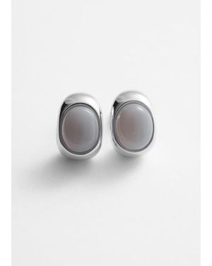 & Other Stories Ohrstecker Mit Schmuckstein - Grau