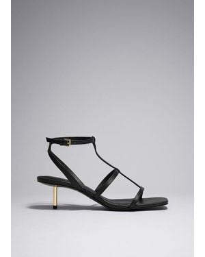 & Other Stories Heeled Leather Sandals - Grey