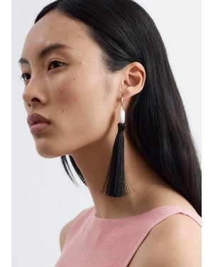 & Other Stories Pearl Tassel Hoop Earrings - Black