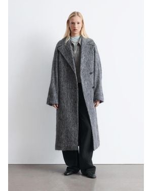 & Other Stories Brushed Wool-Blend Coat - Grey