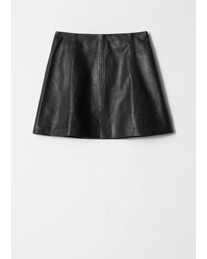 & Other Stories A-Line Leather Mini Skirt - Black