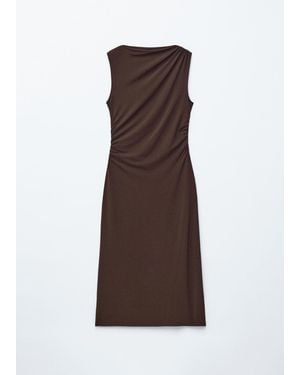 & Other Stories Sleeveless Draped Midi Dress - Brown