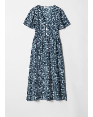 & Other Stories V-Neck Midi Dress - Blue