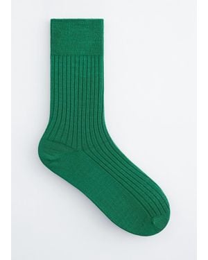 & Other Stories Silk-Blend Ribbed Socks - Green
