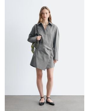 & Other Stories Wrap Shirt Mini Dress - Gray