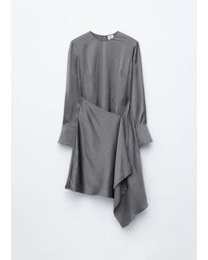 & Other Stories Asymmetric Long-Sleeve Mini Dress - Grey