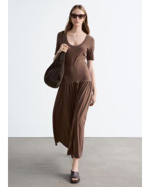 & Other Stories Longline Jersey Maxi Dress - Brown