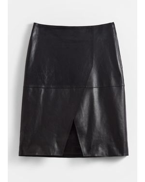 & Other Stories Slit-Detailed Leather Mini Skirt - Black