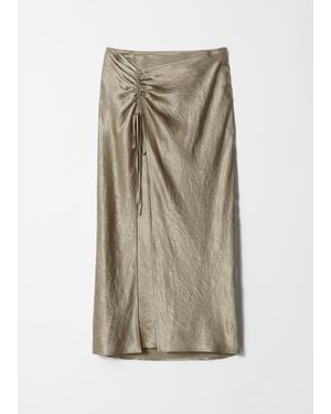 & Other Stories Drawstring Satin Midi Skirt - Natural