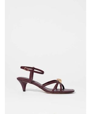 & Other Stories Embellished Heeled Leather Sandals - Red