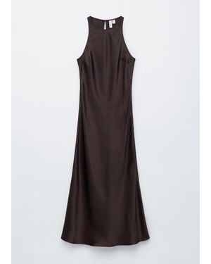 & Other Stories Sleeveless Satin Midi Dress - Brown