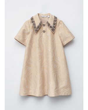 & Other Stories Short-Sleeve Jacquard Mini Dress - Natural