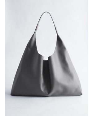 & Other Stories Extra-Large Leather Tote Bag - Gray