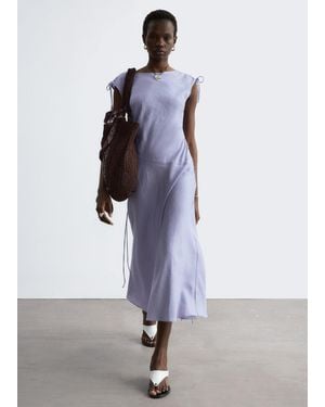 & Other Stories Flared Linen Midi Dress - Purple